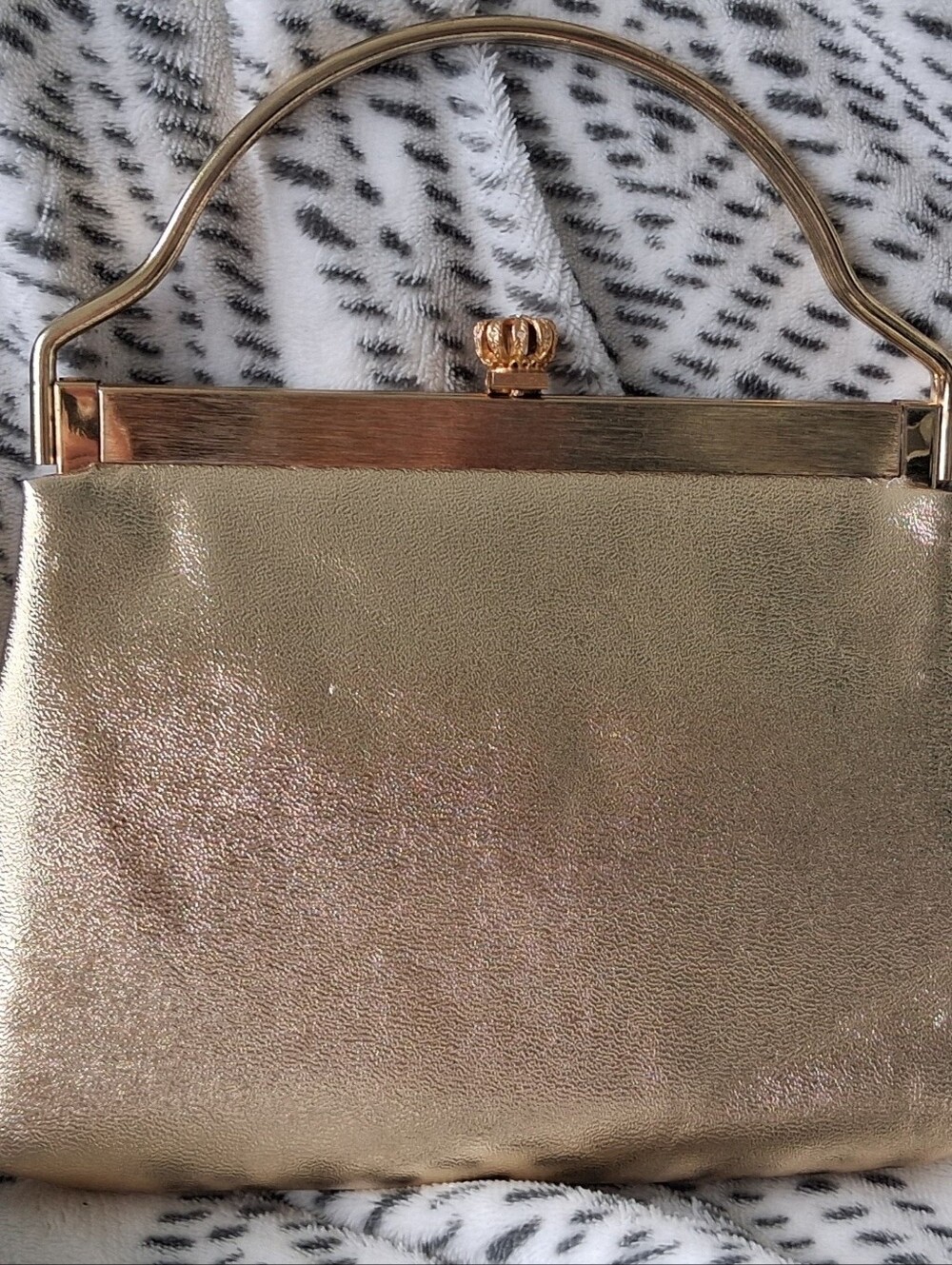 Vtg Harry Levine Gold LameTop-Handle Evening Bag